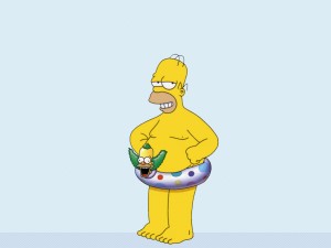 Sfondi desktop The Simpson wallpapers gratis - Homer col salvagente