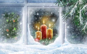 Sfondi Natale - wallpapers natale - candele tra la neve