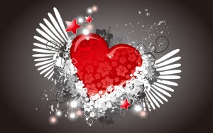 Sfondi desktop San Valentino wallpapers free - cuore con ali