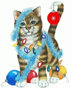 Gif animate natale - gatto addobbato