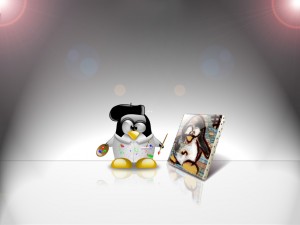 Sfondi linux - wallpapers tux pittore