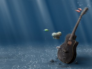 Sfondi desktop 3D - chitarra negli abissi