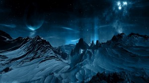 Sfondo HD desktop fantasy - montagne e stelle