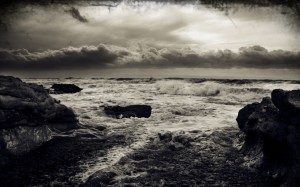 Sfondi paesaggi bianco e nero desktop - mare in tempesta