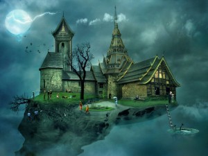 Sfondi-gratis-fantasy - castello sospeso