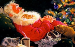 Babbo natale sfondi natalizi HD -- dorme