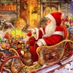 Babbo natale sulla slitta sfondi natalizi HD