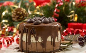 Natale decorazioni e torta al cioccolato - sfondi