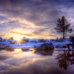 Sfondi paesaggio inverno con neve e lago