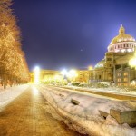 Sfondi luci notturne HD boston sotto la neve