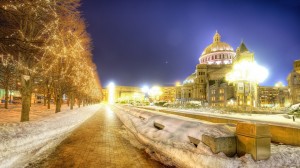 Sfondi luci notturne HD boston sotto la neve