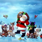 Sfondo babbo natale con gli animali