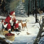 Sfondo babbo natale nel bosco