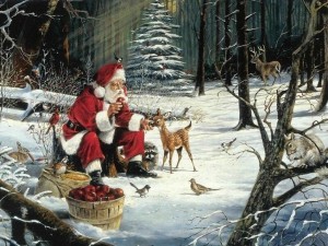 Sfondo babbo natale nel bosco