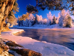 Sfondi neve - lago ghiacciato